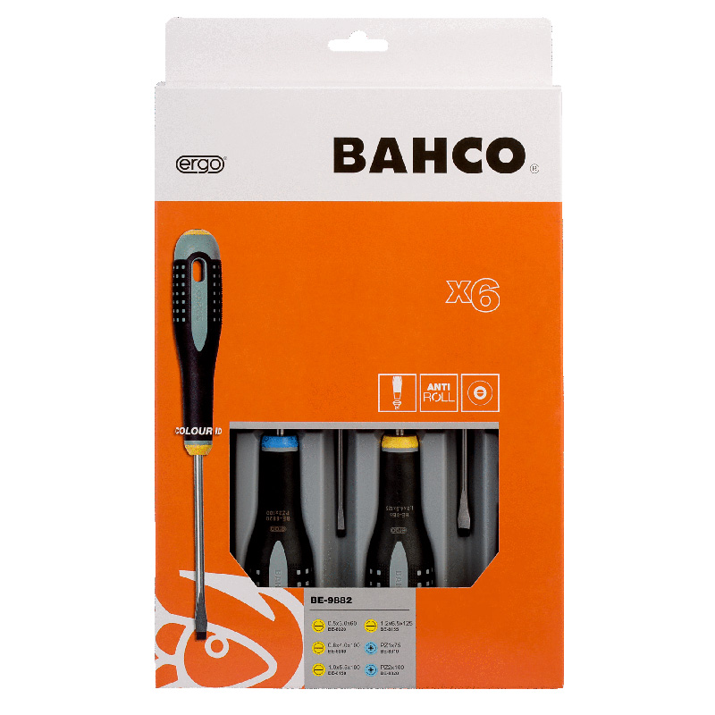 Bahco skruetrækkersæt BE-9882, 6 stk - Staalshop leverandør af stål og
